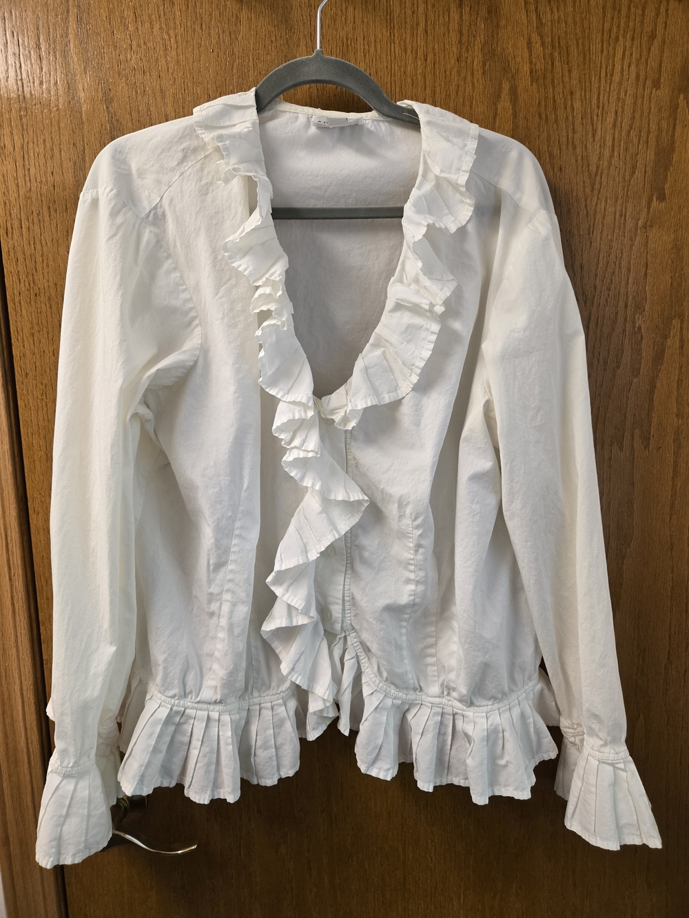 Coldwater Creek White Ruffle Front Blouse